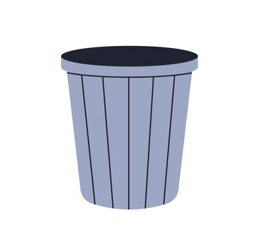 Trash bin. Garbage can, metal container. Open empty clean rubbish and waste bucket, dustbin. dump disposal basket, wastebasket, trashcan icon. Flat vector illustration isolated on white background