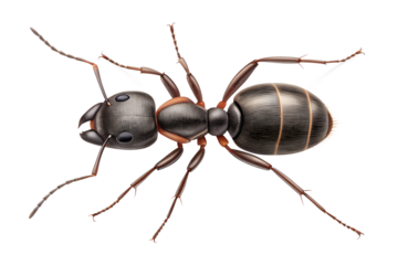 Detailed ant top view isolated on transparent background ideal for insect design, entomology illustration, education, and creative vector artwork