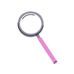 Magnifying glass, lens tool. Loupe icon. Lupe for research, search, discovery and analysis. Inspection, investigation, detection and study. Flat vector illustration isolated on white background