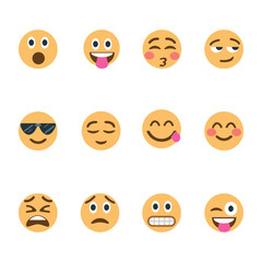 Fototapeta premium Emoji or emoticon icons with a variety of facial expressions. Perfect for communication illustrations and social media designs.
