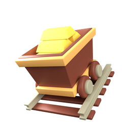 Cartoon Style Gold Mine Cart Filled with Ingots Illustration