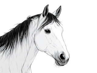 Horse head drawing looking right with mane