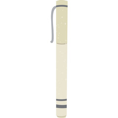 Simple beige calligraphy pen with grey clip and dark grey bands on transparent background depicted in cartoonish style with subtle texture effects