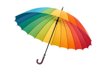 Colorful umbrella side view isolated on transparent background perfect for weather design, rainy day art, and vibrant protection concept themes