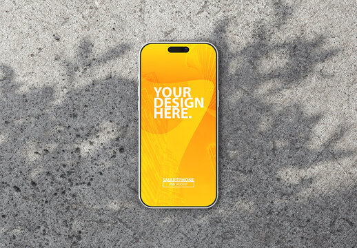 Smartphone screen Mockup lying on the concrete