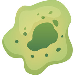 Abstract Green Amorphous Shape with Organic Texture and Circular Droplets Floating in Space Isolated on Transparent Background Minimalist Digital Art