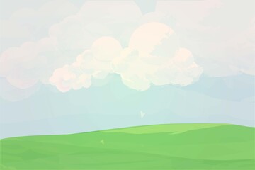 green hills under a cloudy sky