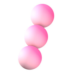 3D Rendering Three Pink Sphere Stack Arrangement Isolated on Black Background