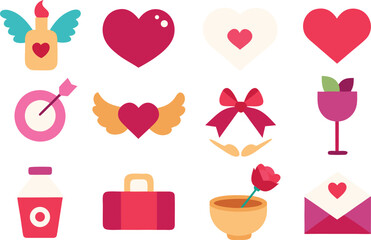 Vector pack of 20 romantic valentine icons for various creative projects