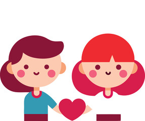 Cute cartoon valentine couple vector illustration bundle scalable eps love hearts