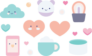 Soft pastel cute couple themed vector graphics bundle 20 scalable illustrations for design