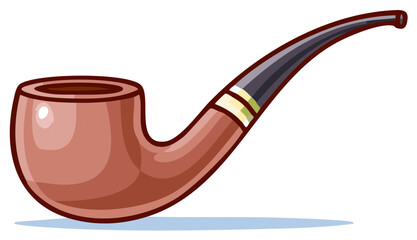 Illustration of a tobacco pipe with a curved stem and wood texture