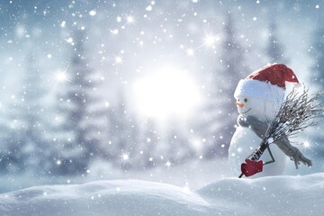 santa claus with snowman