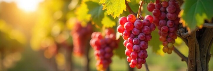 Fototapeta premium Sun-Ripened Grapes Hanging Heavy on Autumn Vine A Picturesque Harvest Scene