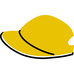 Simple Yellow Sun Hat With Black Outline On White Background Graphic Design