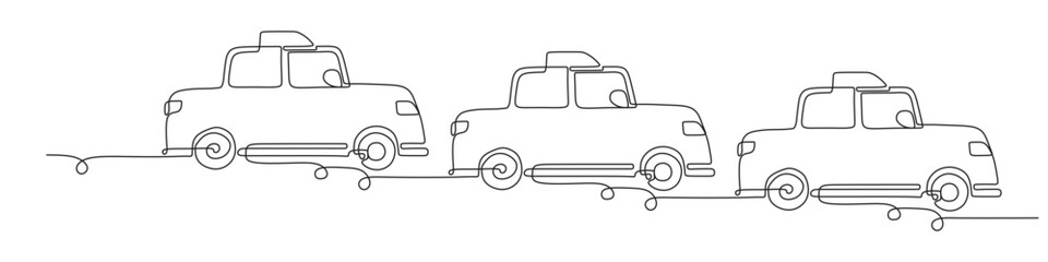 continuous line of taxi cars ...