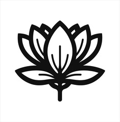 Black lotus flower icon isolated on white background