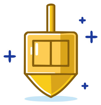 golden dreidel icon with blue sparkles clip art preview
