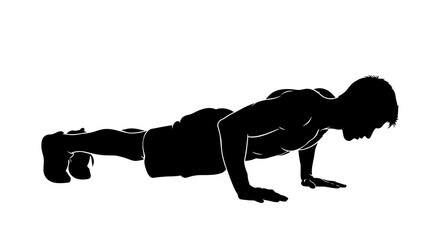 Person doing plank exercise silhouette position