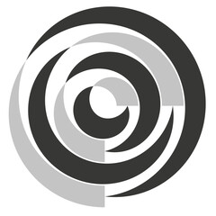 Concentric circle element. Optical design shape. Black white gray contrast. Vector abstract symbol.