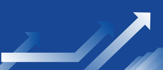Upward Growth Arrows on Blue — Abstract blue background with three rising arrows symbolizing business growth, profit increase, and positive momentum; clean, modern, and corporate-ready
