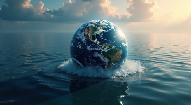Picture of a globe floating in the water