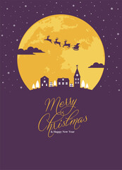 Merry Christmas postcard template vector illustration