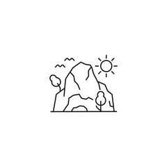 Peak icon, mountains Symbol Outline icon Transparent background Editable Stroke
