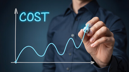 Professional charts rising cost analysis business growth strategy concept