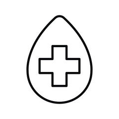 Medical drop icon in line design. blood, donation, plasma, cross, transfusion, healthcare, medicine on white background vector. Medical drop editable stroke icon