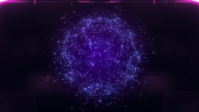 Abstract plexus sphere with glowing dots and lines motion background