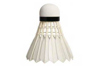 Shuttlecock for badminton game, white birdie equipment for racket sport competition, transparent background