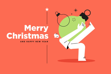 Christmas and New Year holiday banner. Vector illustration for website banner, social media banner, greeting card, marketing material.