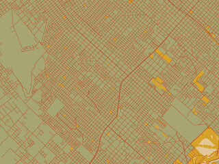Contemporary flat map of Santa Maria, Argentina design with olive backdrop with warm rust street network and ochre blocks.