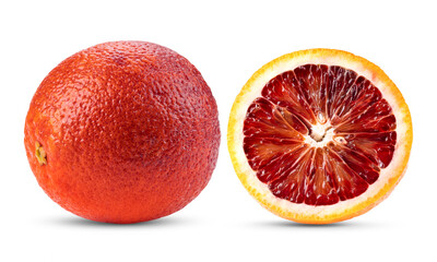 Red blood oranges isolated on transparent png ( image from camera )