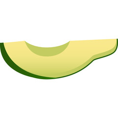 Single Slice of Ripe Avocado with Vibrant Green Skin and Pale Yellow Flesh Isolated on Transparent Background Simple Fresh Food Graphic