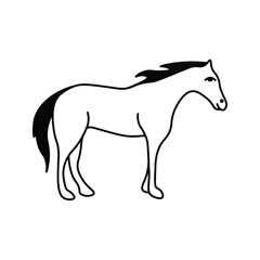 Horse icon, Silhouettes of a horse, Hand drawn black icon of wild horse.