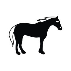 Horse icon, Silhouettes of a horse, Hand drawn black icon of wild horse.