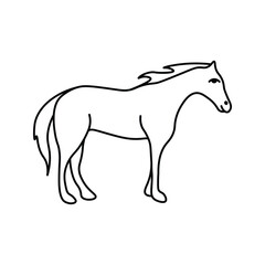 Horse icon, Silhouettes of a horse, Hand drawn black icon of wild horse.