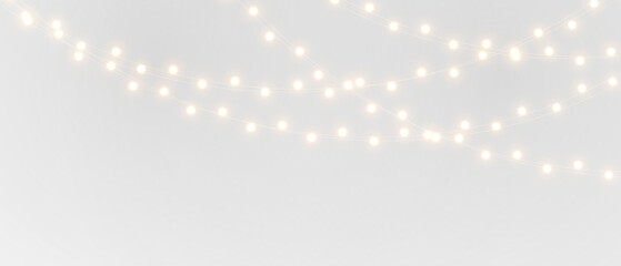 christmas garland fir pine branch lights evergreen border background © David