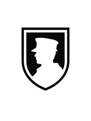 Silhouette of a police officer in a shield emblem