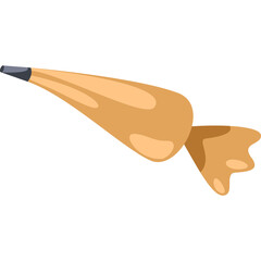 A Golden Brown Balloon Animal Twist Shape with a Dark Grey Nozzle on a Transparent Background