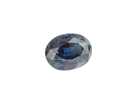 A vivid blue sapphire with an oval cut, showcasing a rich blue shade and gleaming facets. Ideal for luxurious jewelry with stunning clarity.