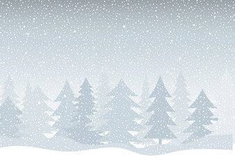 Fototapeta premium Winter landscape of trees with falling snow