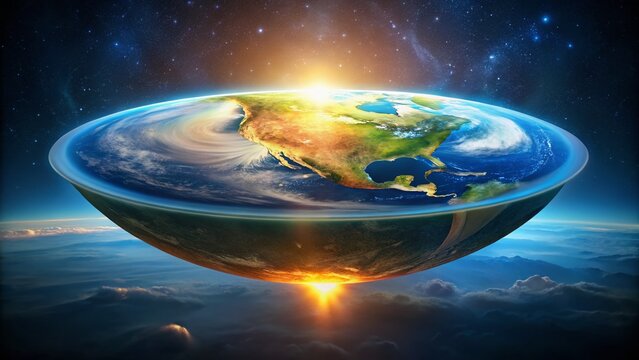 Flat Earth Model: Layers & Theories - 3D Render, Low Light, Artistic Visualization