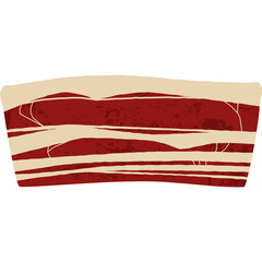 Striped Raw Meat Slice With Marbling Fat Layer Detailed Texture Close Up On Transparent Background