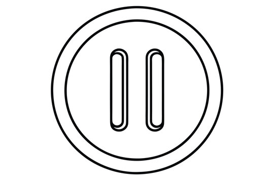 Simple black and white pause button icon, minimal design and outline