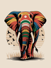 Colorful Elephant Vector Graphic Art Design