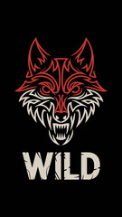 Wild Wolf Logo Illustration on Black Background