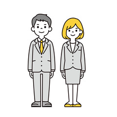 20代・30代のビジネスマンの男性と女性の全身ベクターイラスト素材セット